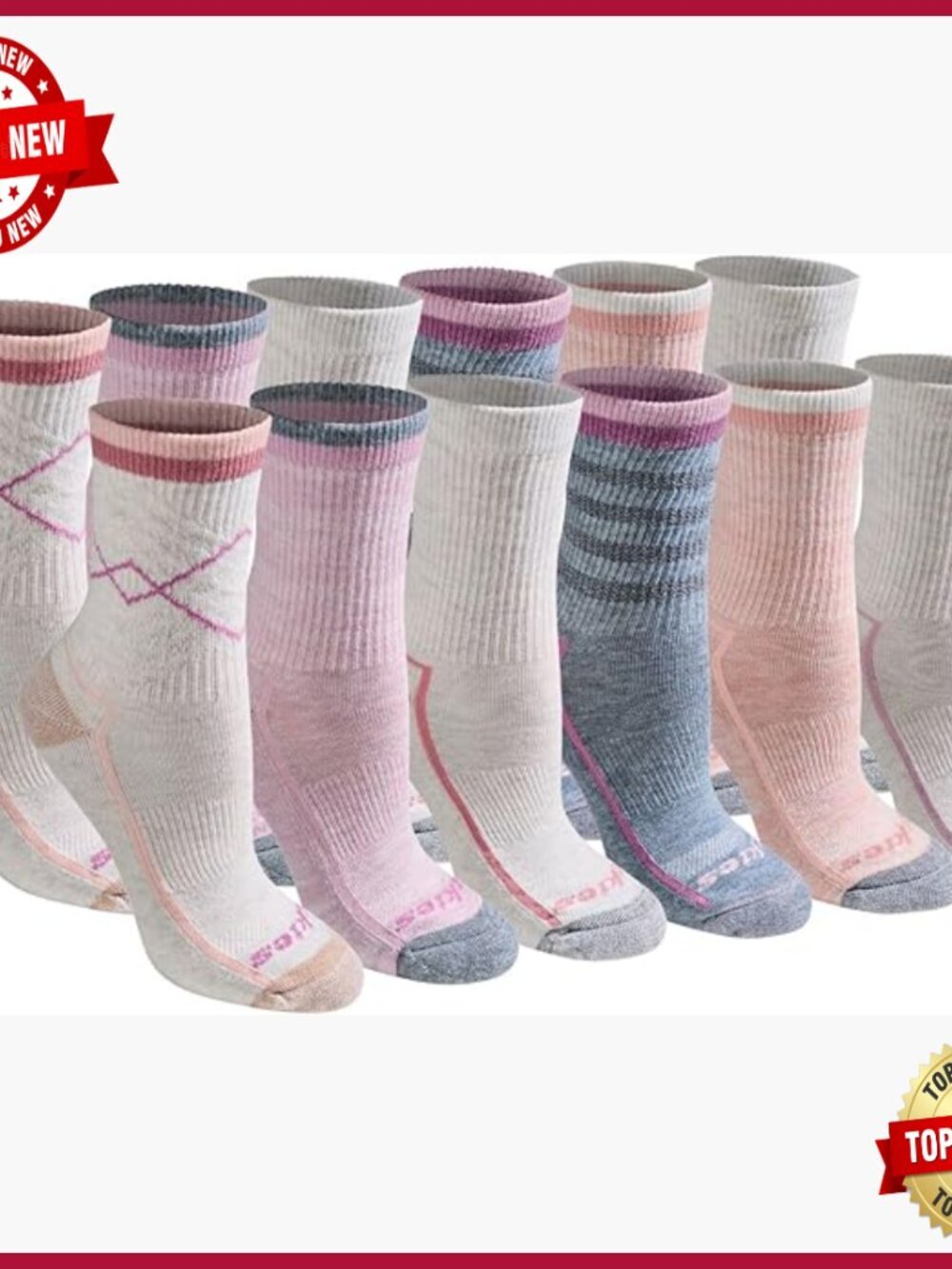 Mid-Crew Moisture Wicking Socks 6-Pack Athletic Performance